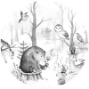 K&L Wall Art Vliestapete »Runde Vliestapete«, Kvilis Waldtiere Bär Reh Eule, Mehrfarbig, Matt 5